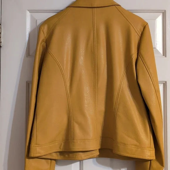 NWT - INC International Concepts Mustard Vegan Leather Jacket - Picture 8 of 10